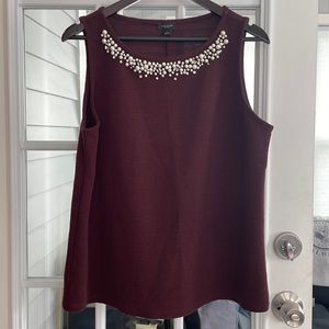 Like new burgundy tank with Pearl and bead neck detail